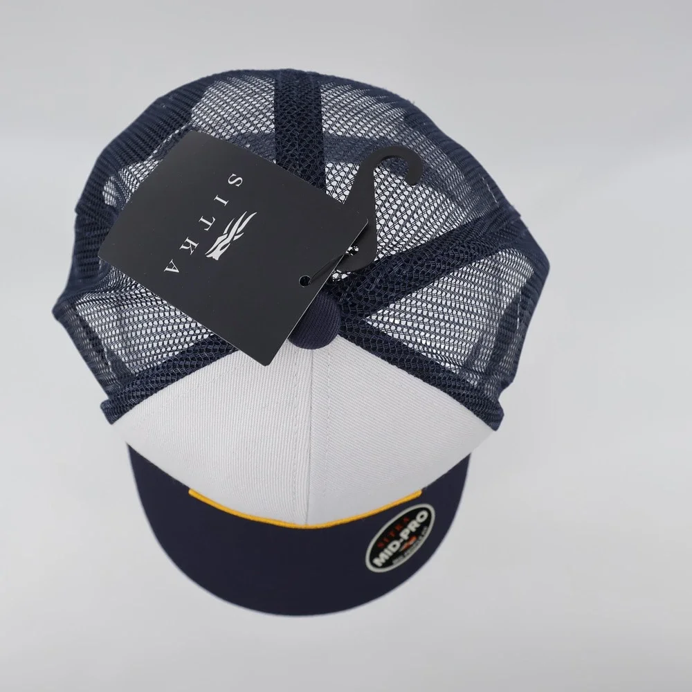 NEW Sitka Patriot Mid Pro Trucker Hat White/Navy Adjustable Mens OSFA